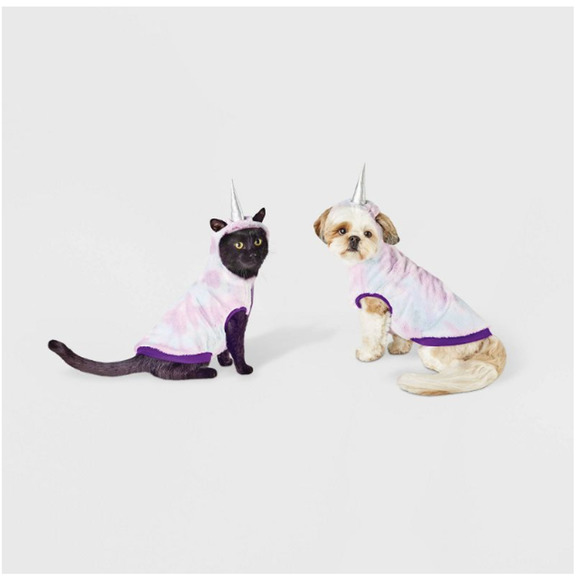 New Unicorn Halloween Pet Dog Cat Costume Pink Purple Aqua Tie Dye Size Small - Picture 1 of 5
